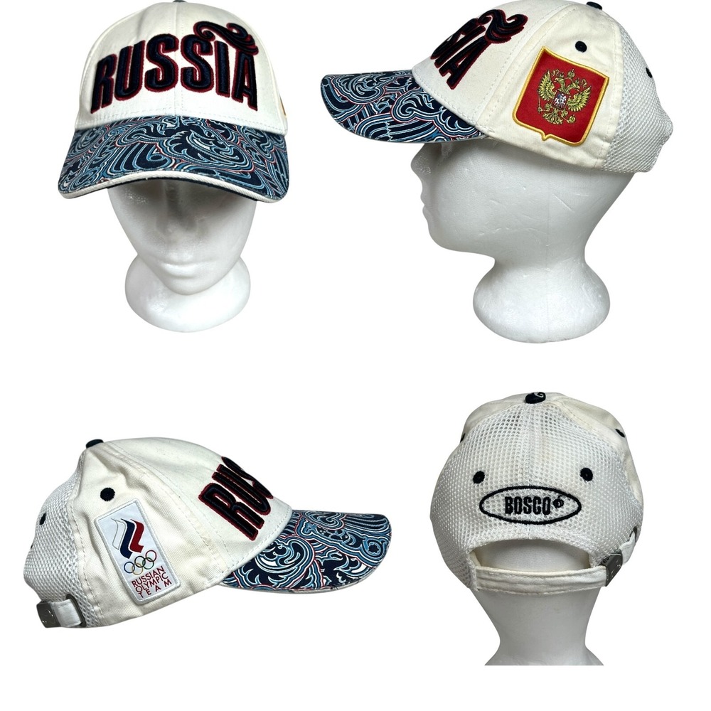 Russian Olympic Team Bosco Sports Hat Strapback Mens Crest Wave Sochi Era Russia